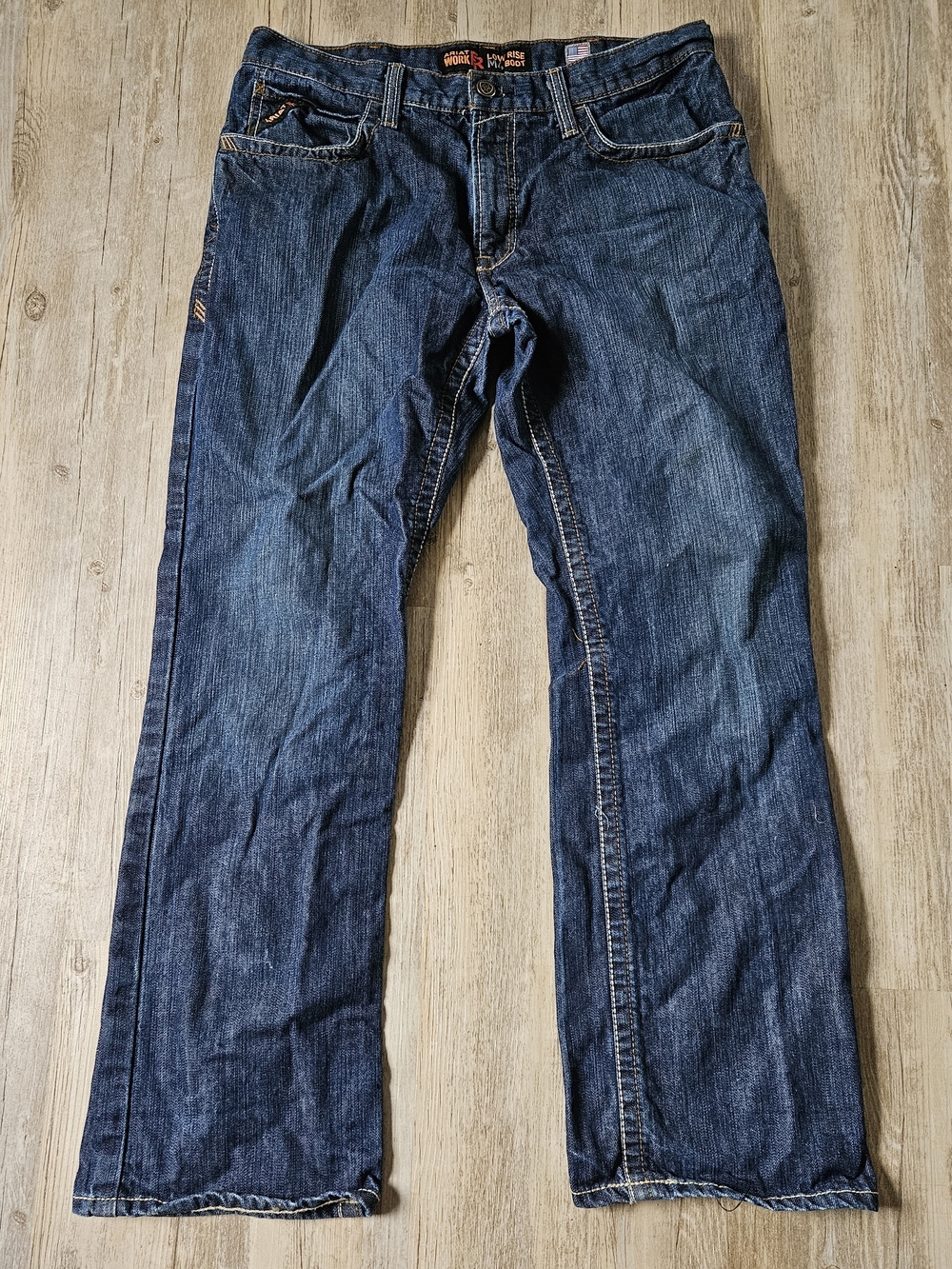 Ariat Work FR Dark Blue Men’s Low Rise M4 Bootcut Western Cowboy Jeans 34x32